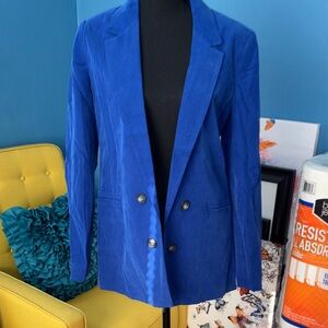 Elegant Royal Blue Double-Breasted Blazer